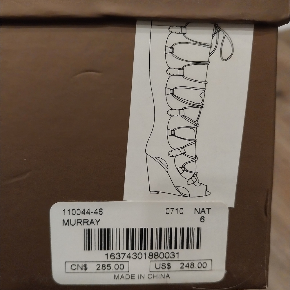 NWT - RARE chic & stylish Bebe "Murray" wedge heel peep toe cutout lace-up boots - Picture 12 of 13